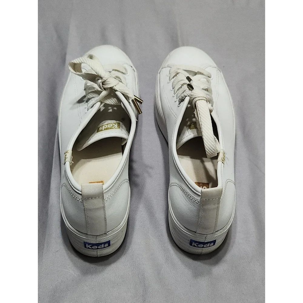 Keds Triple Up White Leather Platform Sneakers Womens 7.5 WH61626 Low Top